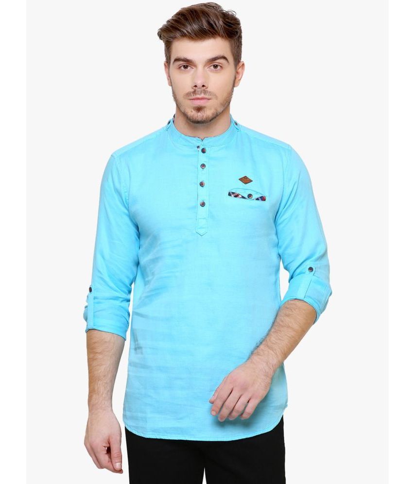     			Kuons Avenue - Turquoise Cotton Men's Regular Kurta ( Pack of 1 )