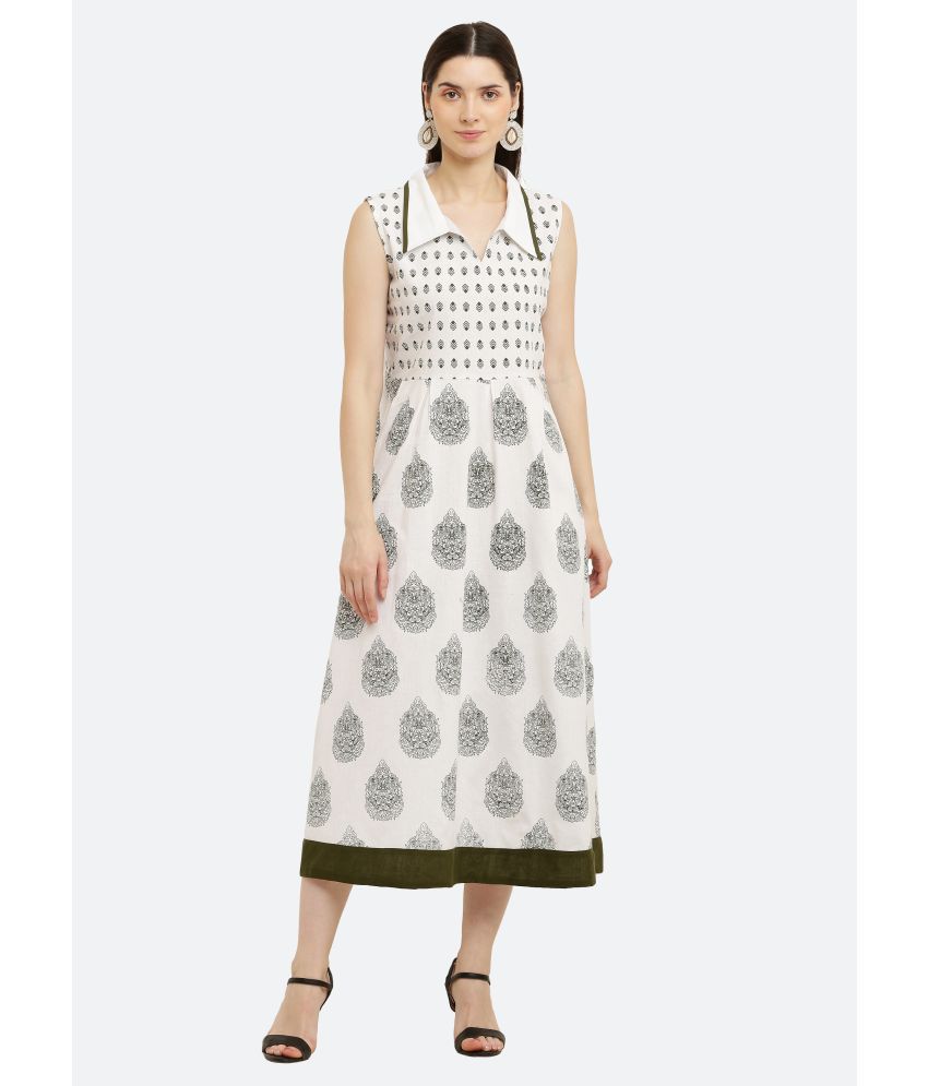     			Pret By Kefi - White Cotton Women's Empire Dress ( Pack of 1 )
