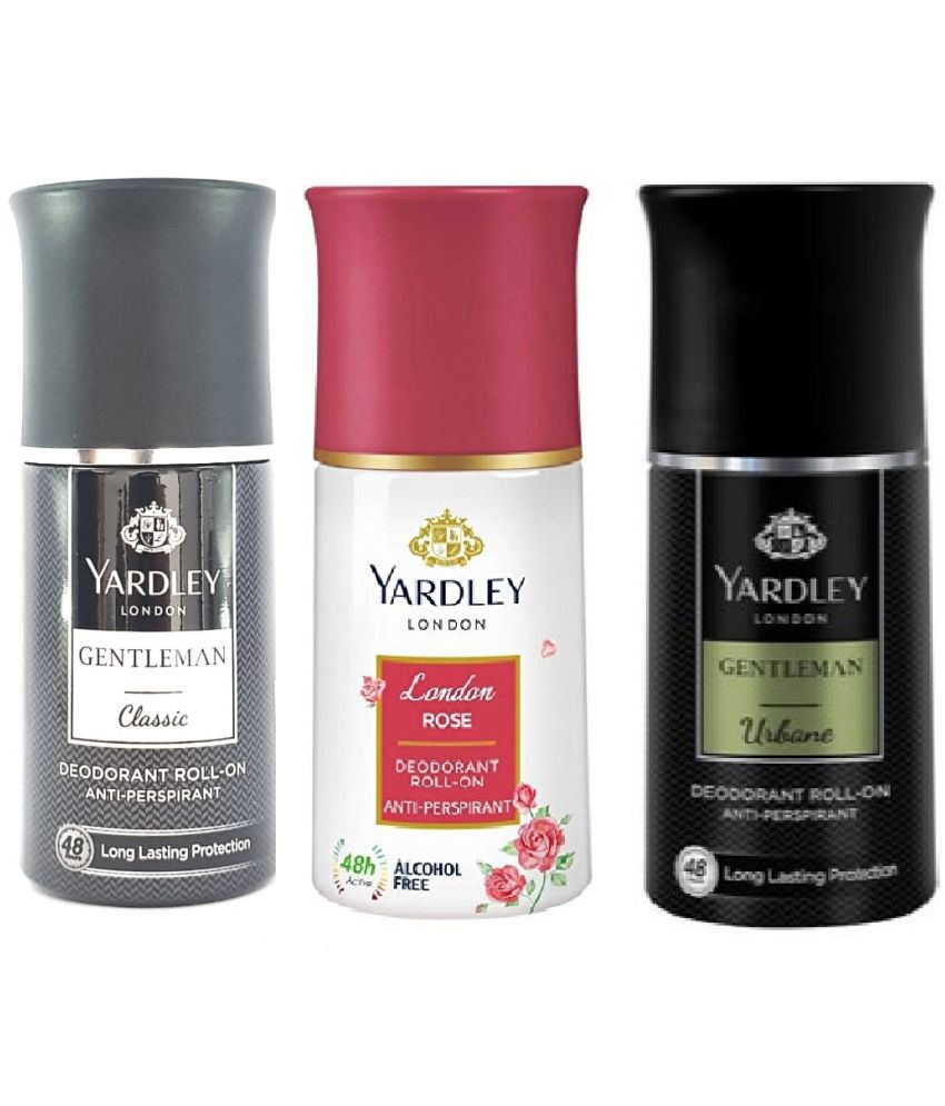     			Yardley London - CLASSIC ,LONDON ROSE & URBAN Deodorant Roll-ons for Men,Women 150 ml ( Pack of 3 )