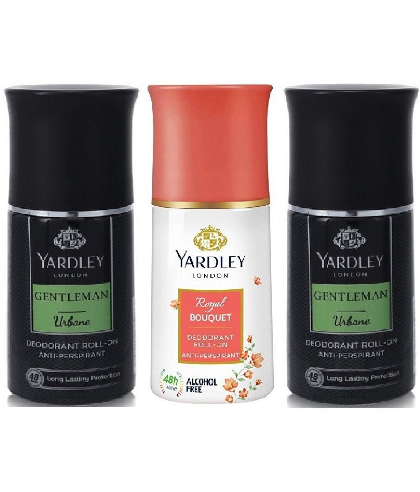     			Yardley London - ROYAL BOUQUTE & 2 URBAN Deodorant Roll-ons for Men,Women 150 ml ( Pack of 3 )