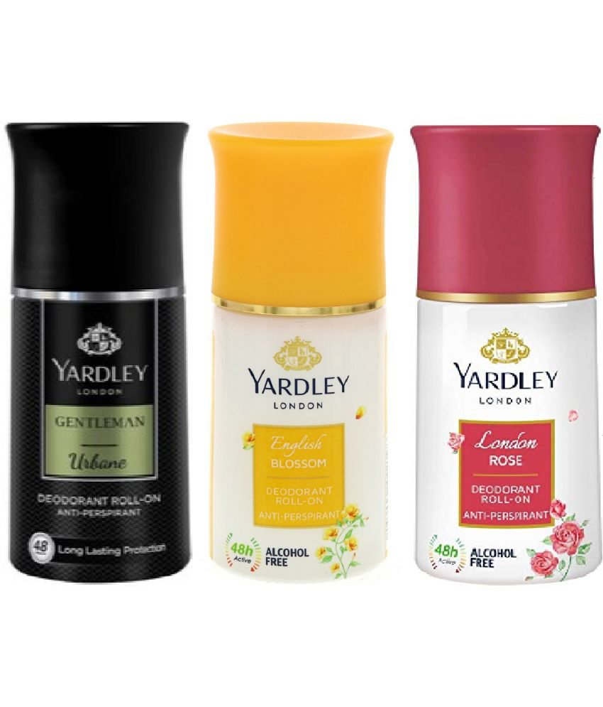     			Yardley London - URBAN ,ENGLISH BLOSSOM & LONDON ROSE Deodorant Spray for Men,Women 150 ml ( Pack of 3 )