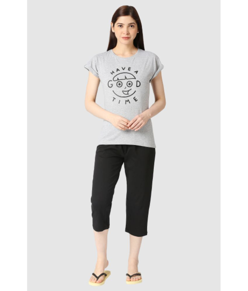     			Zebu - Grey Melange Cotton Regular Fit Women's T-Shirt ( Pack of 1 )
