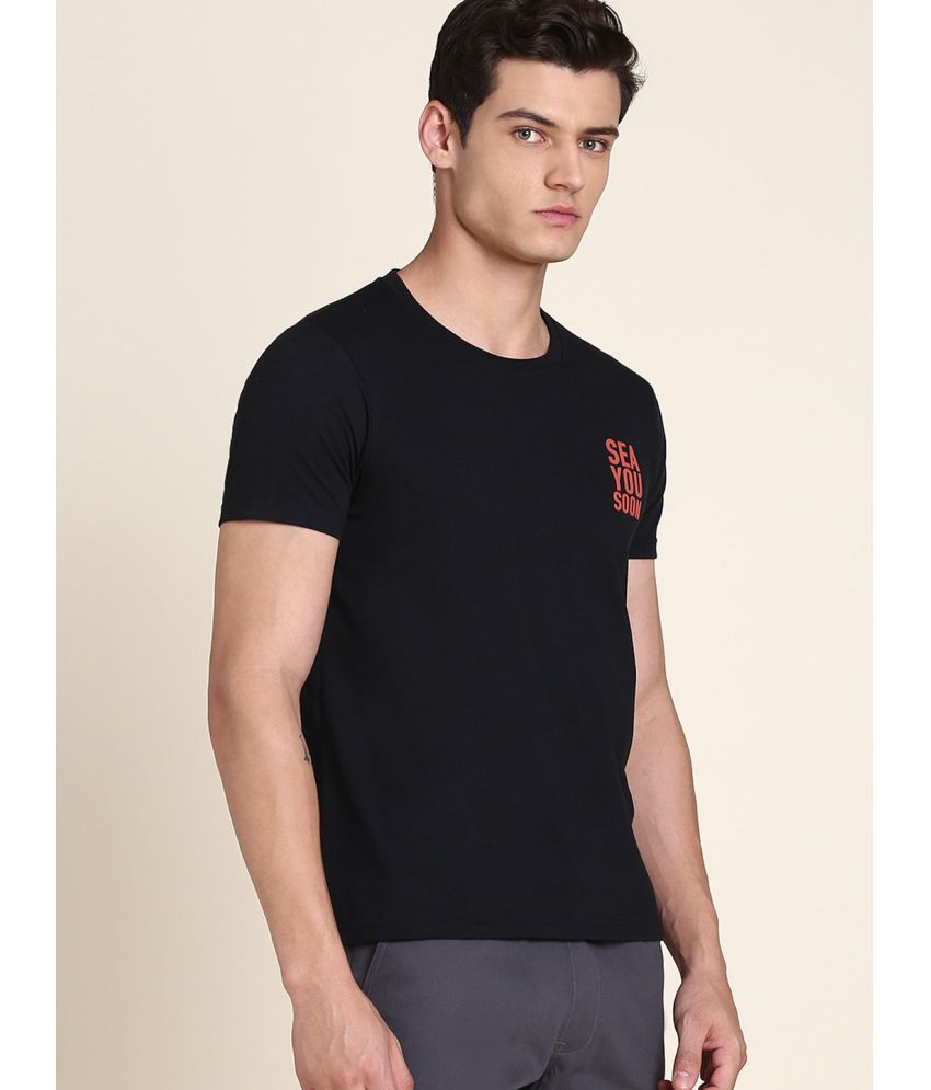     			Dennis Lingo - Black Cotton Blend Slim Fit Men's T-Shirt ( Pack of 1 )