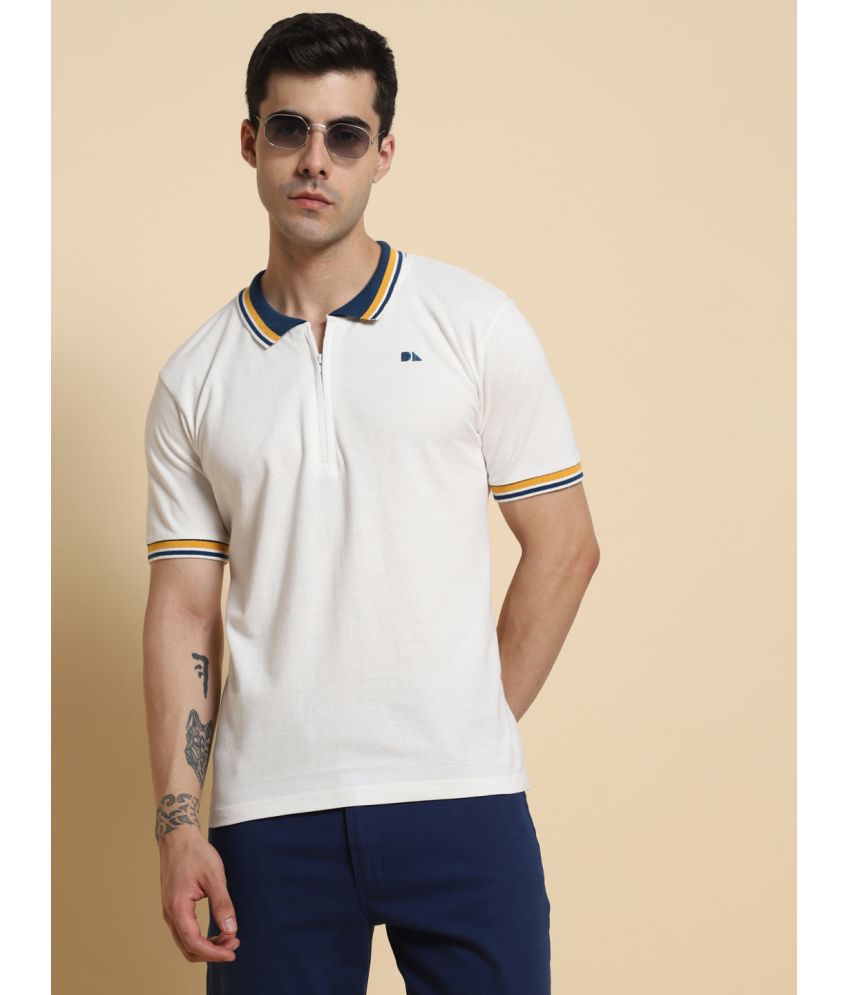     			Dennis Lingo - Off White Cotton Blend Slim Fit Men's Polo T Shirt ( Pack of 1 )