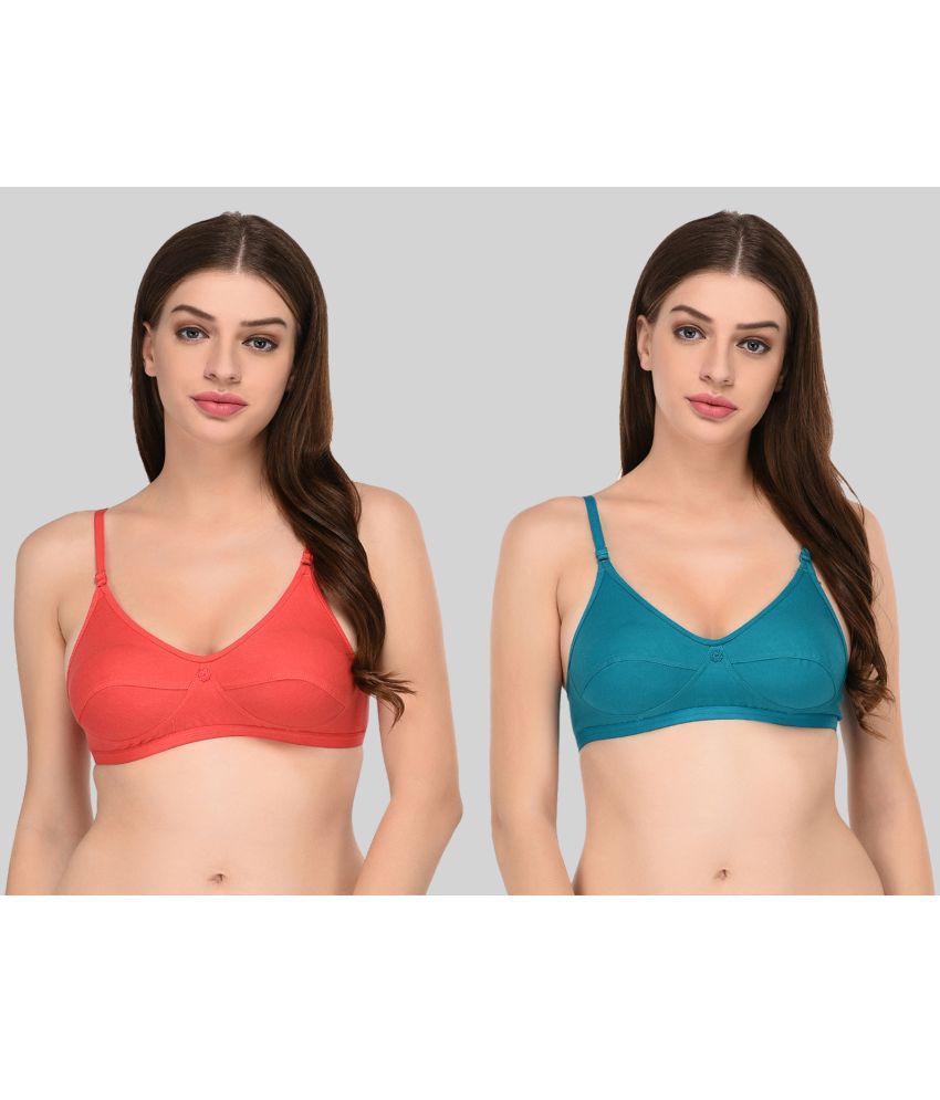     			Elina Pack of 2 Cotton Non Padded Women's Everyday Bra ( Multicolor )