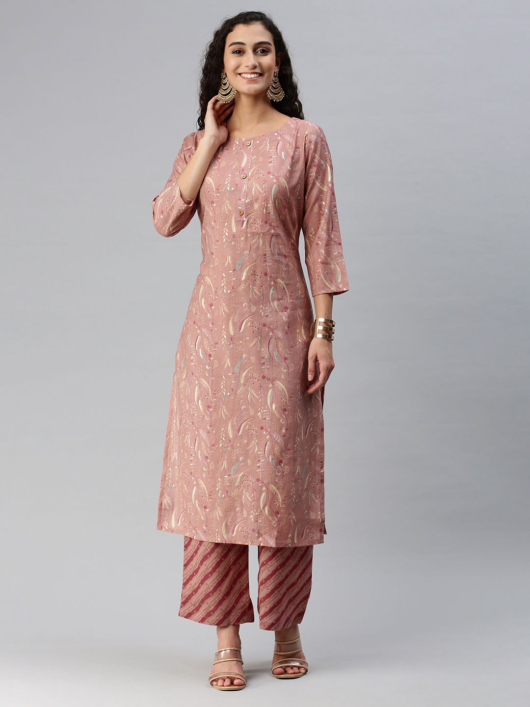     			Hritika - Pink Straight Chanderi Women's Stitched Salwar Suit ( Pack of 1 )