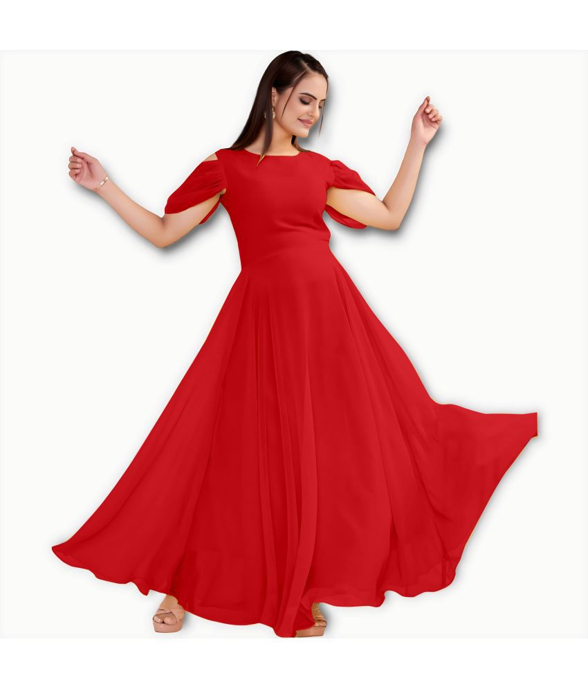     			JASH CREATION - Red Georgette Women's Gown ( Pack of 1 )