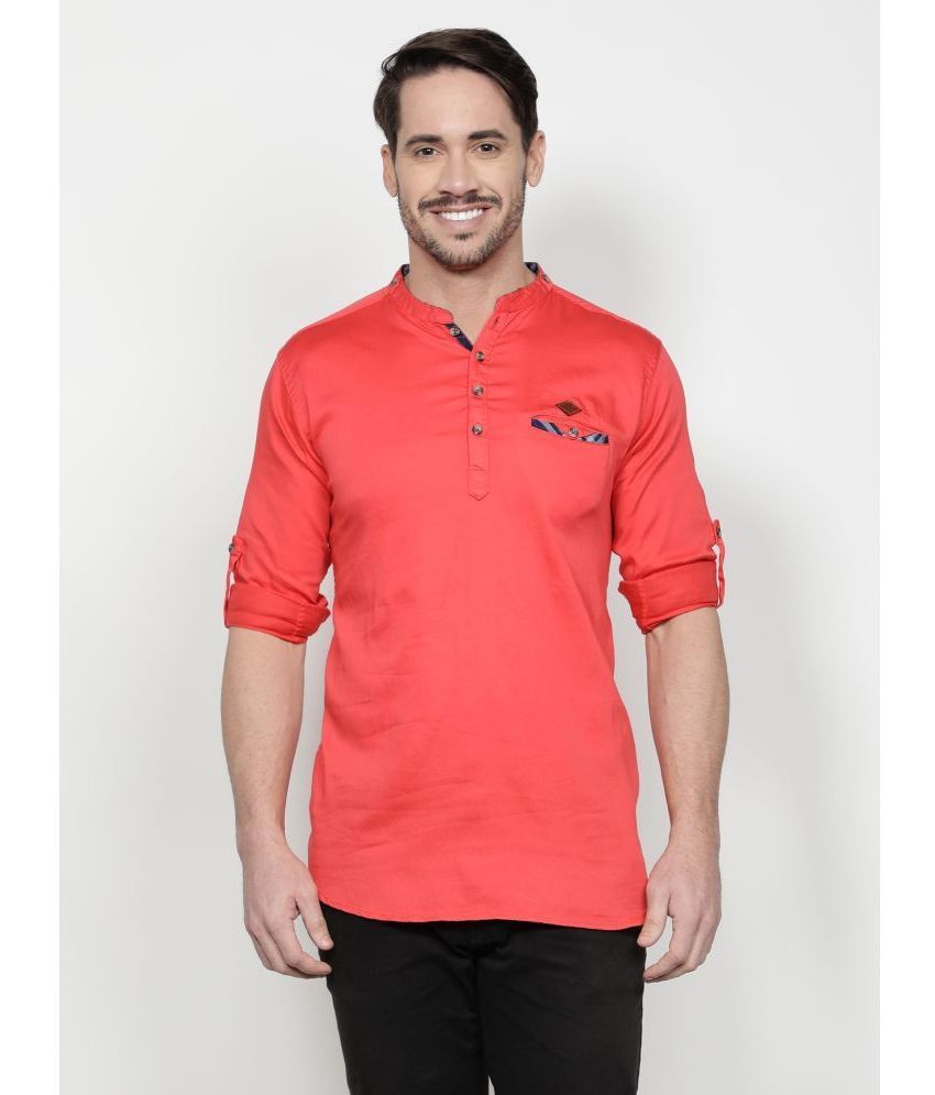     			Kuons Avenue - Coral Cotton Men's Shirt Style Kurta ( Pack of 1 )