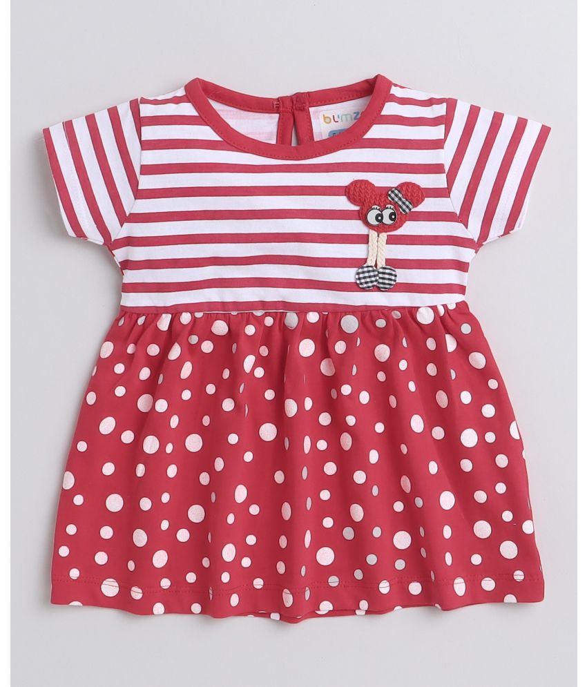     			BUMZEE - Red Cotton Baby Girl Frock ( Pack of 1 )