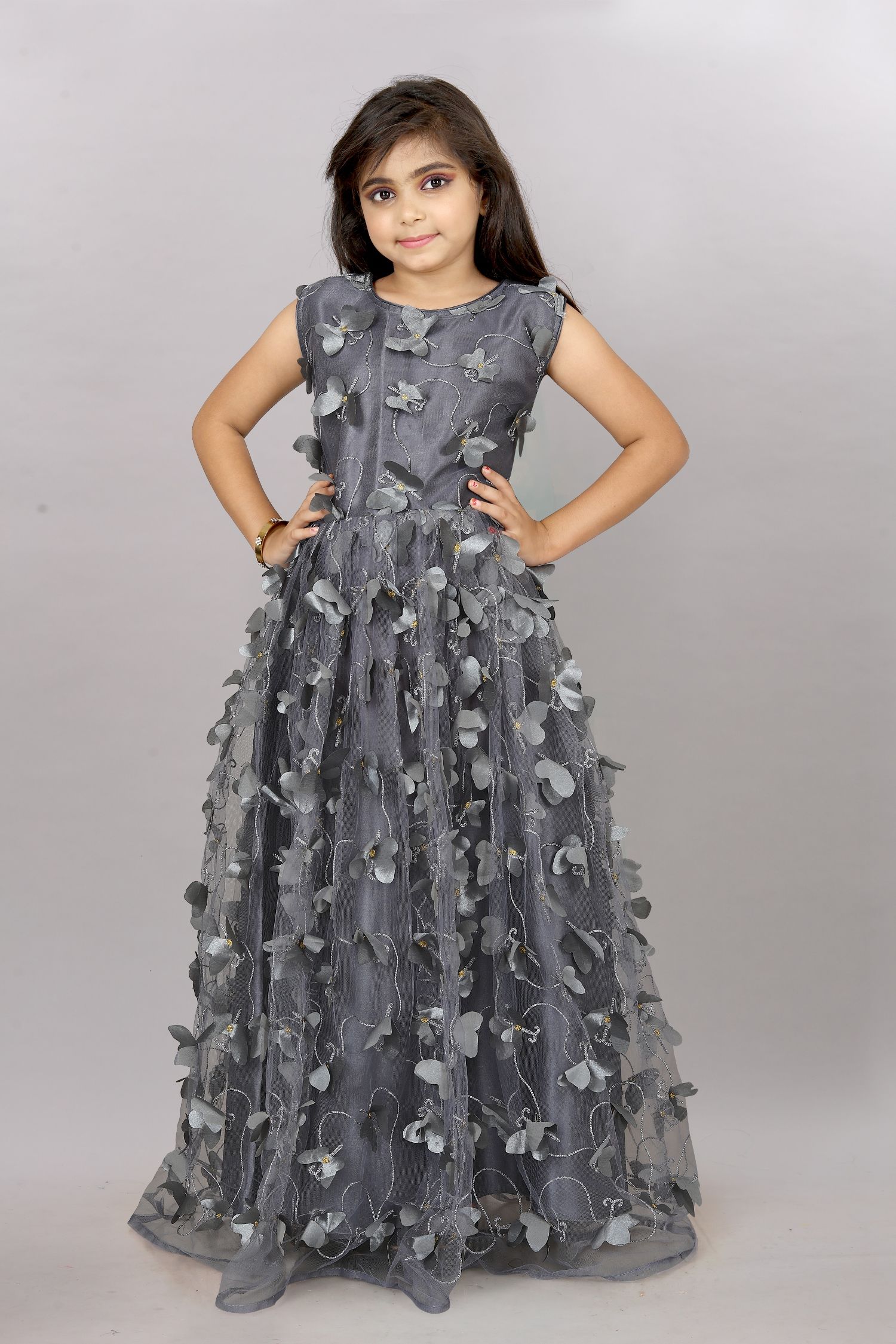     			JULEE Net Gown For Girls ( Pack of 1 , Gray )