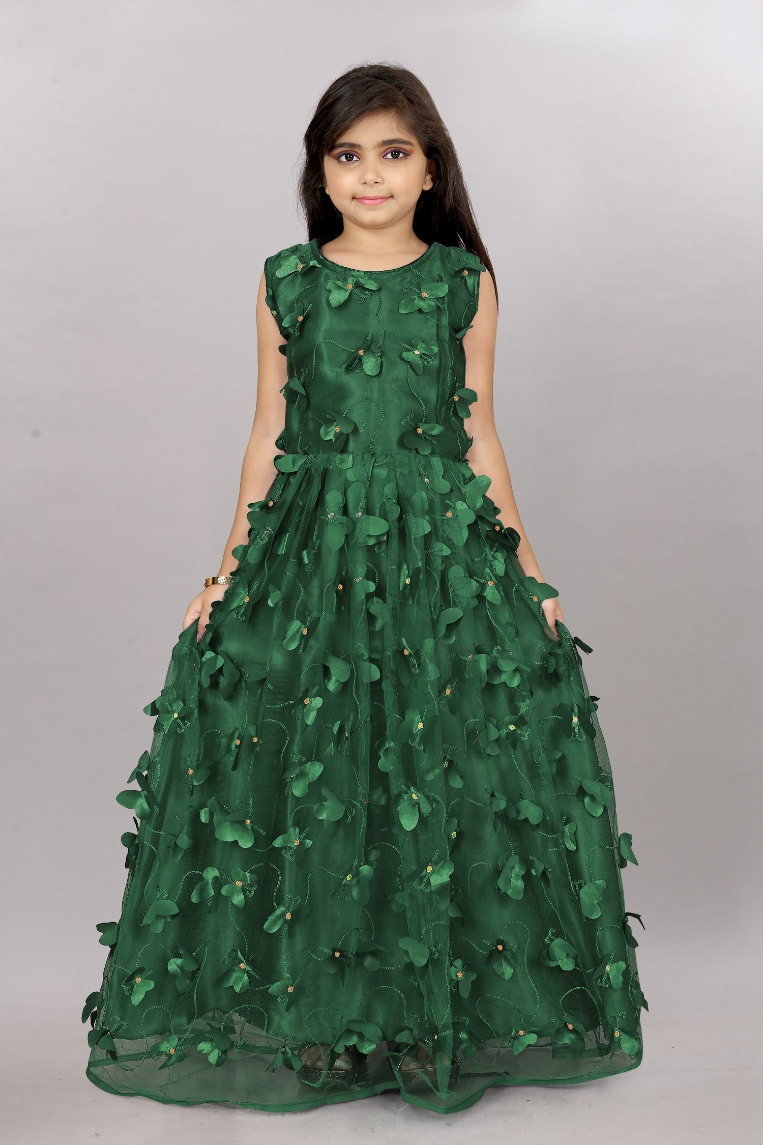     			JULEE Net Gown For Girls ( Pack of 1 , Green )