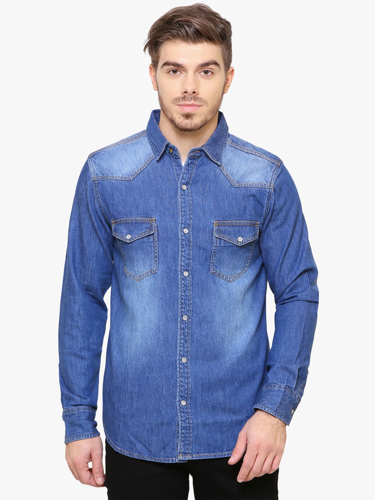     			Kuons Avenue - Navy Blue Denim Slim Fit Men's Casual Shirt ( Pack of 1 )