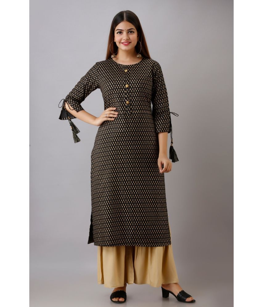     			MAUKA - Black Straight Rayon Women's Stitched Salwar Suit ( Pack of 1 )