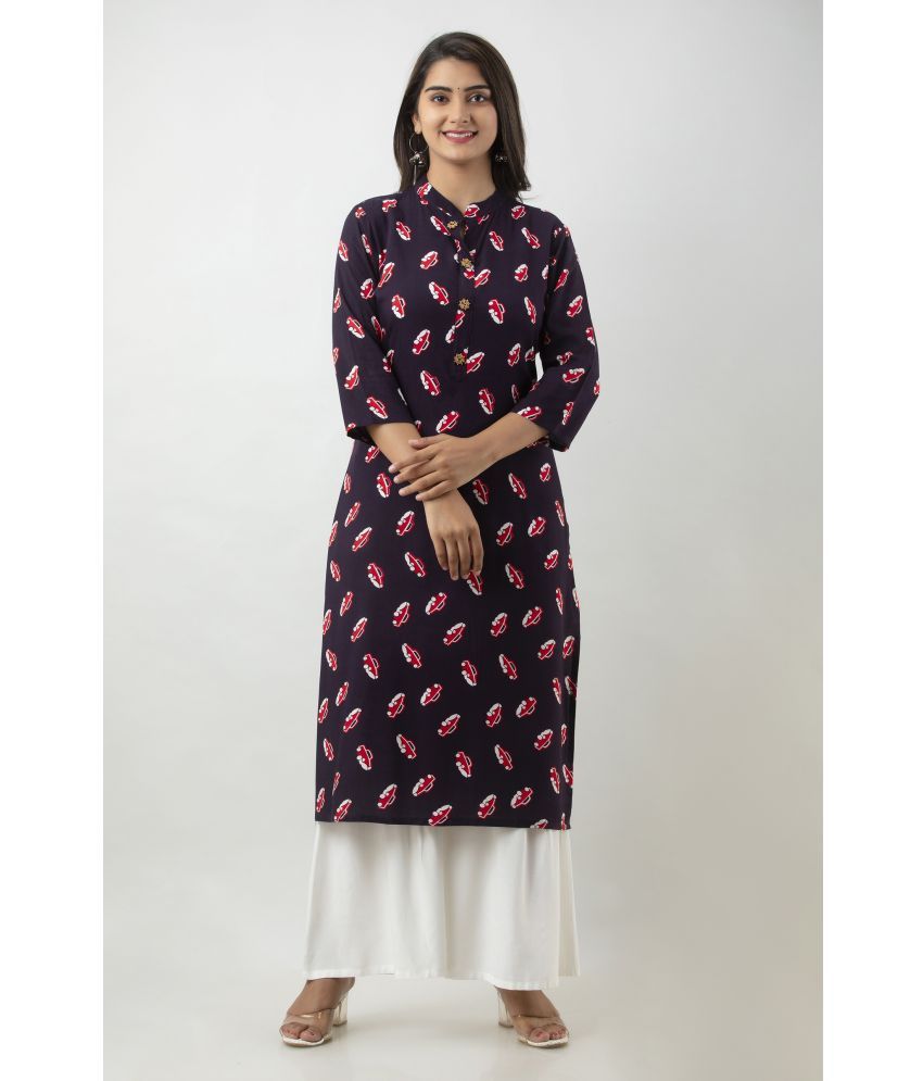     			MAUKA - Blue Straight Rayon Women's Stitched Salwar Suit ( Pack of 1 )