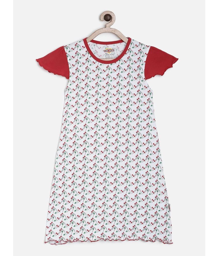     			Sini Mini - White Cotton Girls Frock ( Pack of 1 )