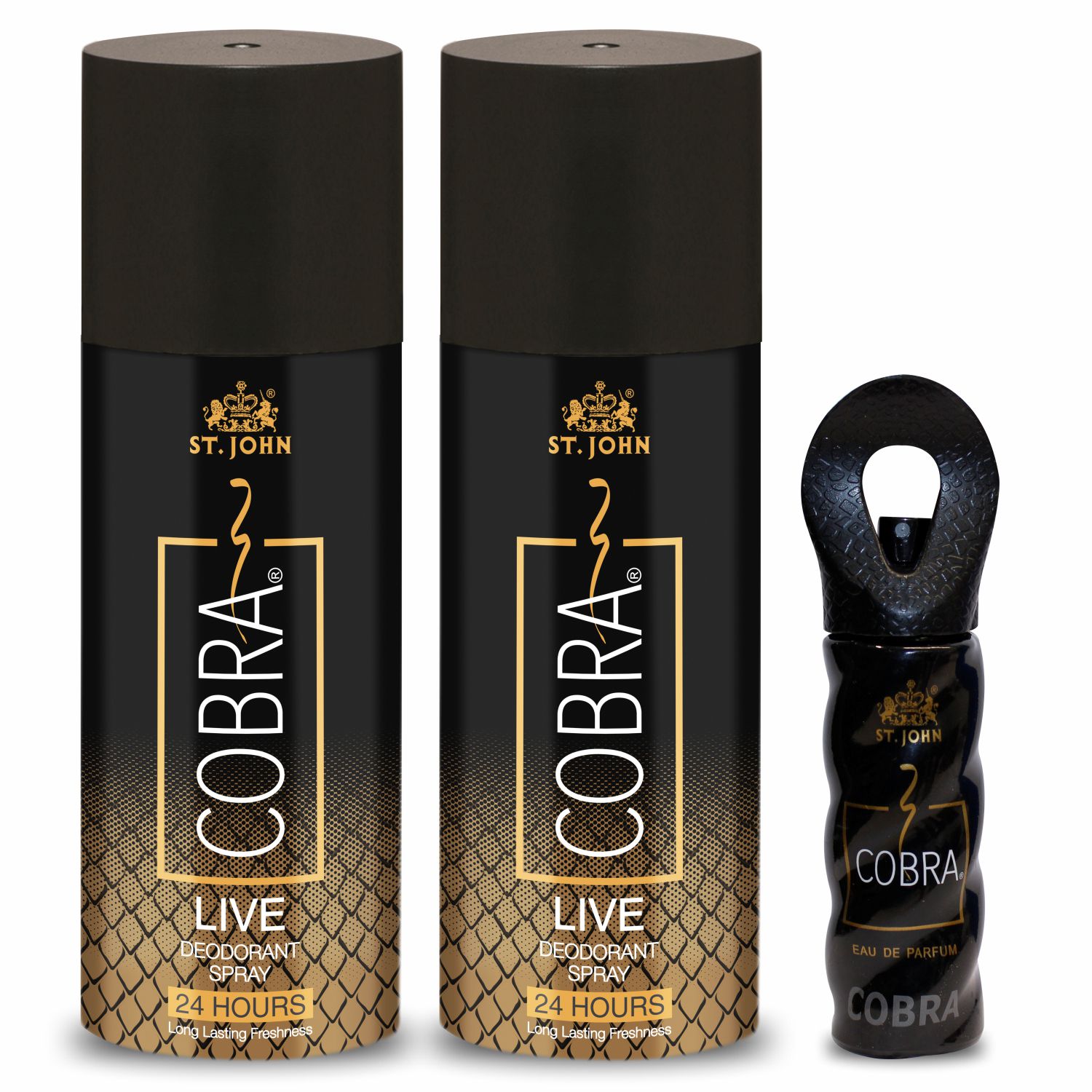     			St. John - Cobra Live 150ml & 15 Perfume Pack of 3 Deodorant Spray & Perfume for Unisex 150 ml ( Pack of 3 )