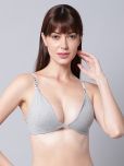 PrettyCat Cotton Blend Lightly Padded Women's Plunge Bra ( Grey Melange )