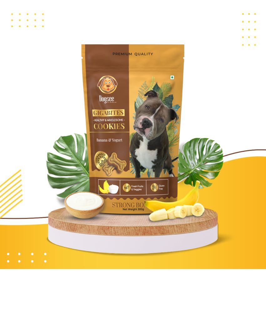     			Dogsee Gigabites - Banana and Yogurt Cookies for Dogs and Puppies | 100% Natural and Vegetarian | Strengthens Bones | Nutritious and Gluten-Free Human Grade Treats - 300gms