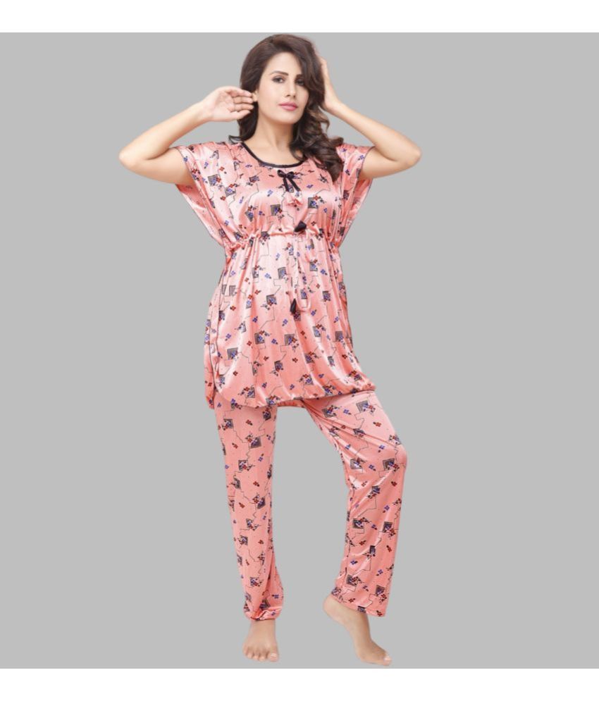     			G4Girl - Peach Satin Women's Nightwear Nightsuit Sets ( Pack of 1 )