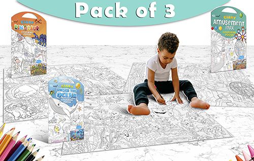     			GIANT DINOSAUR COLOURING POSTER, GIANT AMUSEMENT PARK COLOURING POSTER and GIANT UNDER THE OCEAN COLOURING POSTER | Combo of 3 Posters I Giant Coloring Posters Value Pack