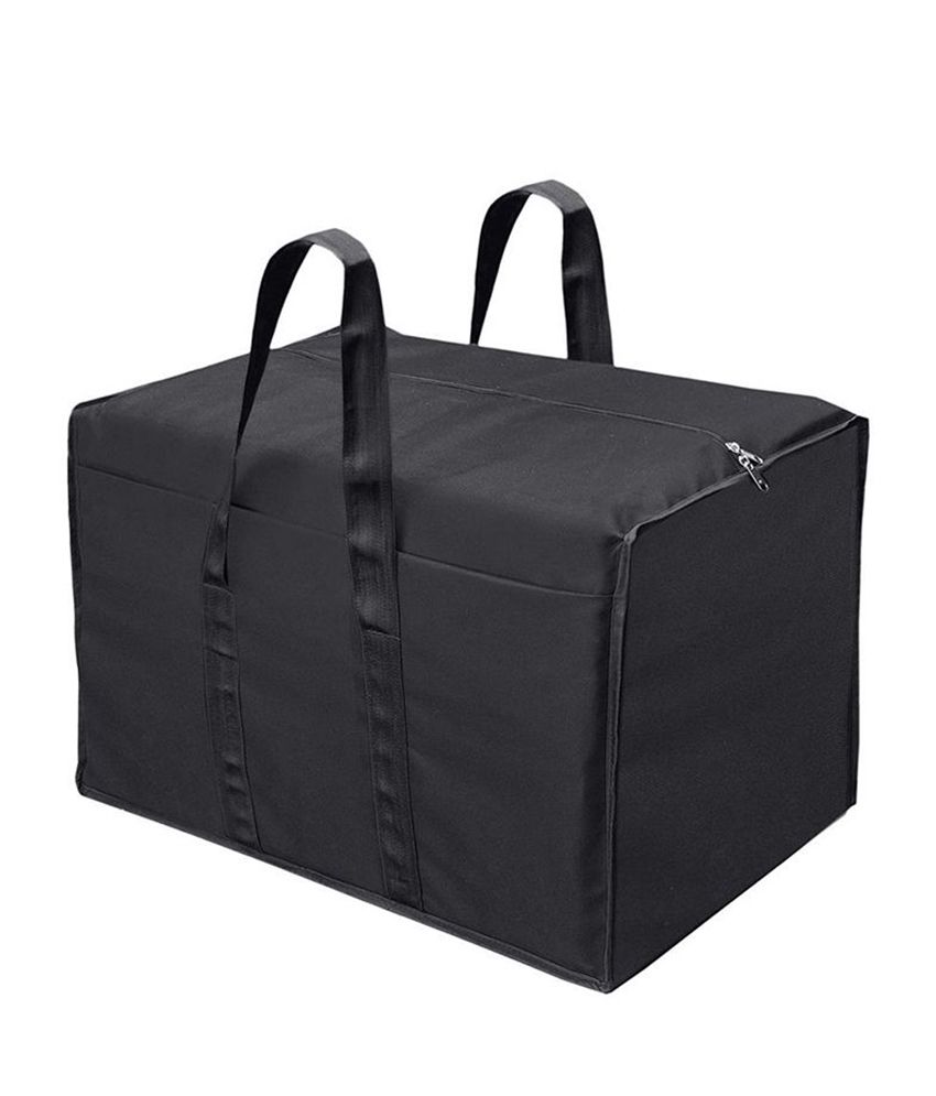     			HOMETALES Nylon Multi-Purpose Storage Bag/Cloth Storage Organiser with Zipper Closure & Strong Handle,Black (1U)