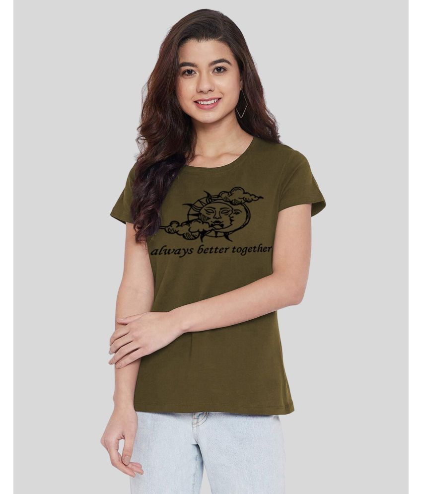     			Heathex - Olive Cotton Blend Regular Fit Women's T-Shirt ( Pack of 1 )