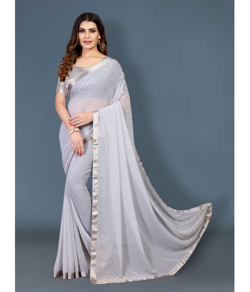     			JULEE - Grey Georgette Saree With Blouse Piece ( Pack of 1 )