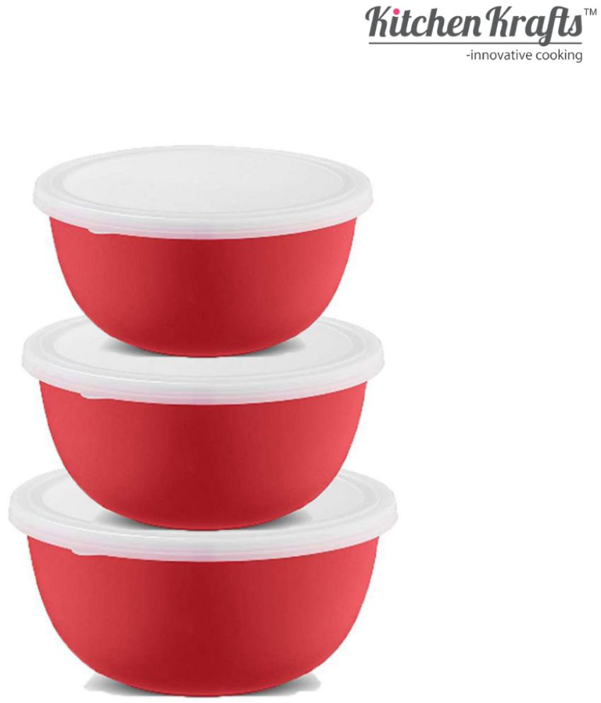     			Kitchen Krafts - 3pcs Microwave Bowl Set Stainless Steel Cereal Bowl 4200 mL ( Set of 3 )