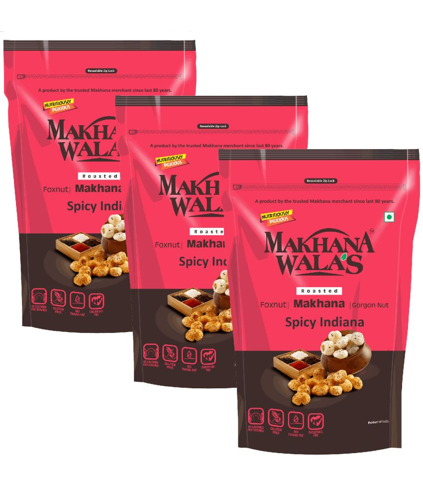     			Makhanawala's Roasted & Flavoured Makhana (Foxnuts) | Gorgon nut | Gluten Free Vegan Snacks | Healthy Diet Immunity Booster Snacks | Spicy Indiana Flavored makhana, Pack of 3, 70 g Each.