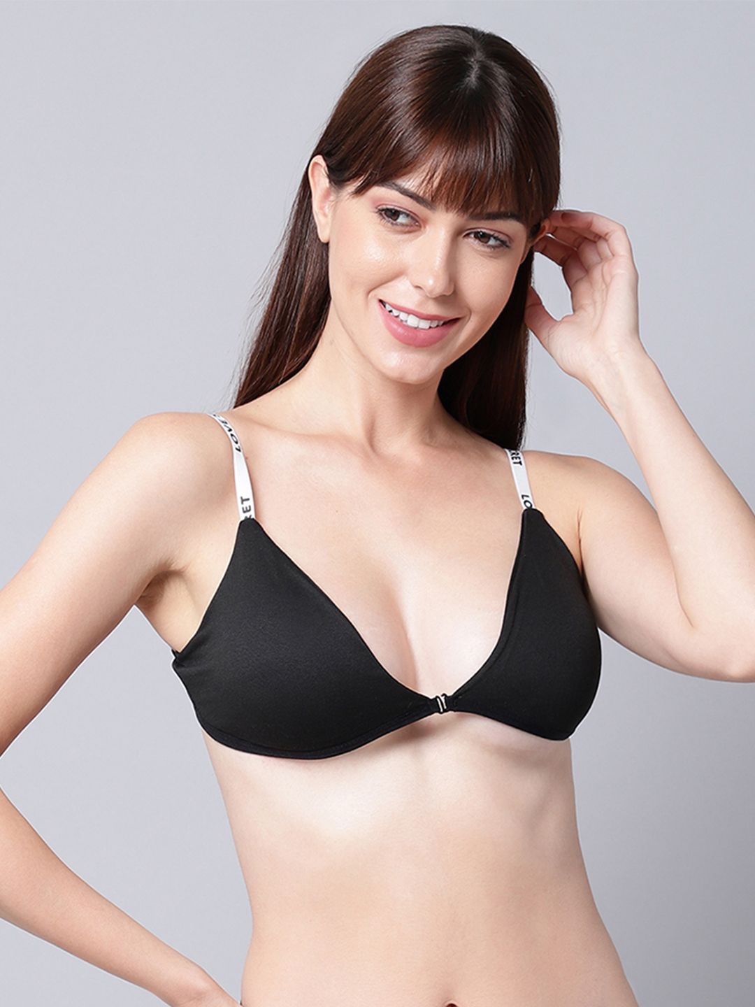     			PrettyCat - Black Cotton Blend Lightly Padded Women's Plunge Bra ( Pack of 1 )