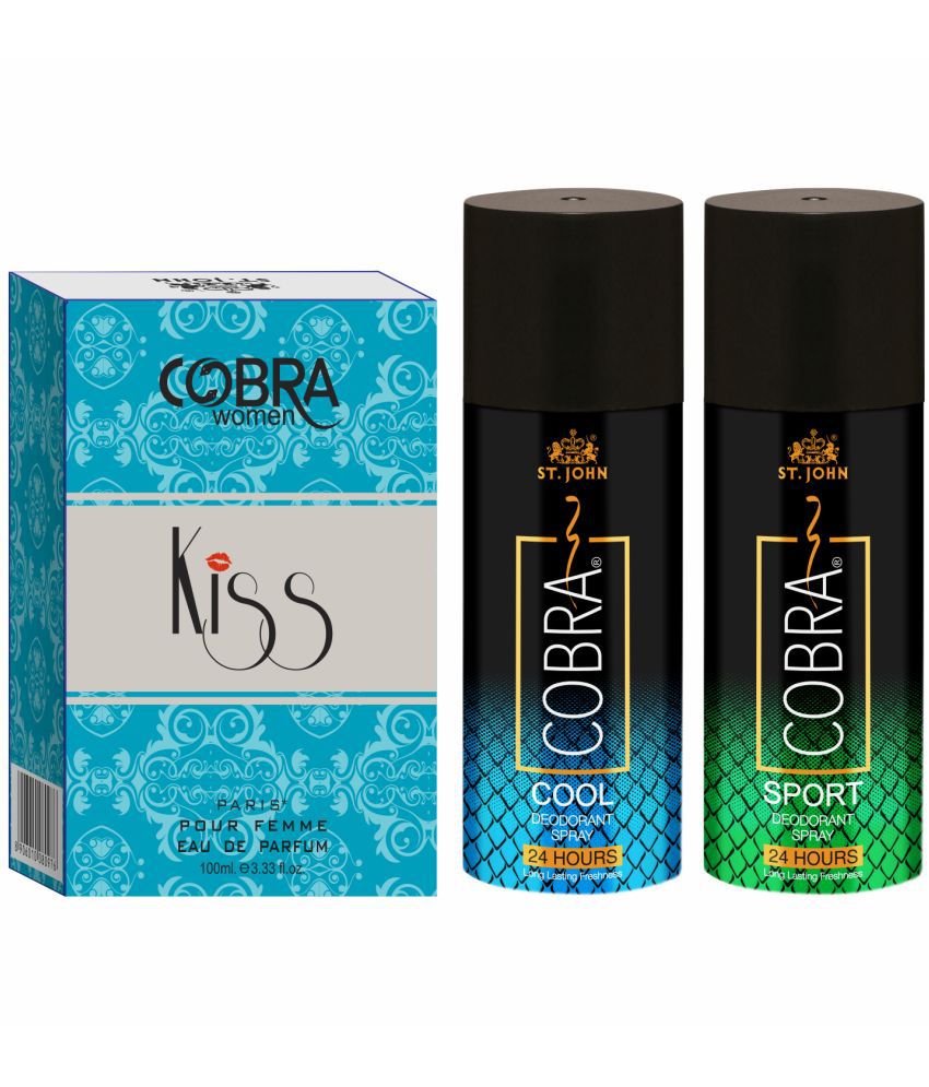     			St. John - Cobra Cool,Sports 150ml & Kiss 100ml Deodorant Spray & Perfume for Unisex 400 ml ( Pack of 3 )