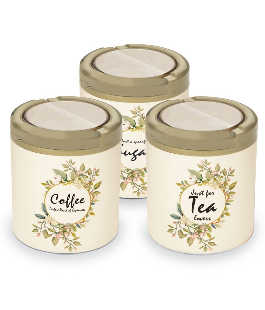     			Trueware - STC Tea Sugar Coffee Plastic Brown Tea/Coffee/Sugar Container ( Set of 3 )