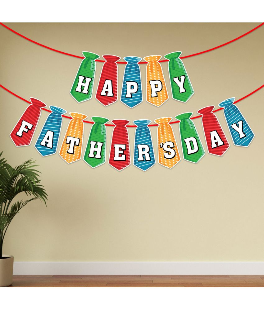     			Zyozi Happy Father's Day Tie Bunting Banner, Pre-strung Fathers Day Party Decorations Supplies, Father's Day Family Celebration