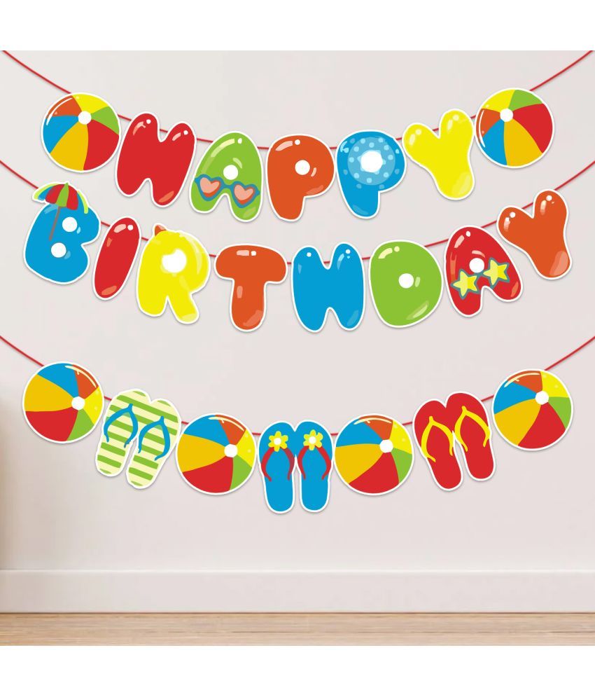     			Zyozi Summer Theme Birthday Party, Summer Party Decorations Happy Birthday Banner, Summer Theme for Holiday Party Supplies Baby Shower Decorations (Pack Of 2)