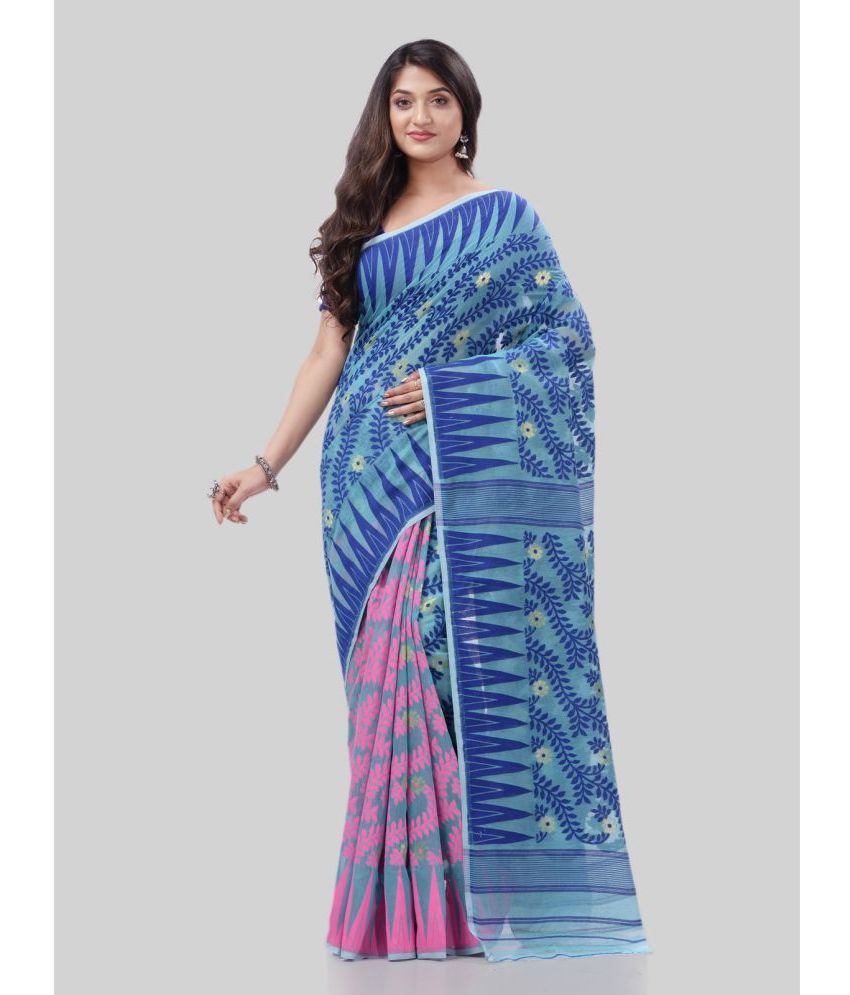     			Desh Bidesh - Navy Blue Cotton Saree Without Blouse Piece ( Pack of 1 )