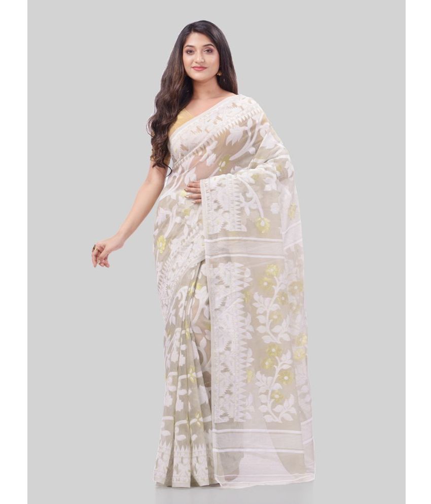     			Desh Bidesh - Off White Cotton Saree Without Blouse Piece ( Pack of 1 )