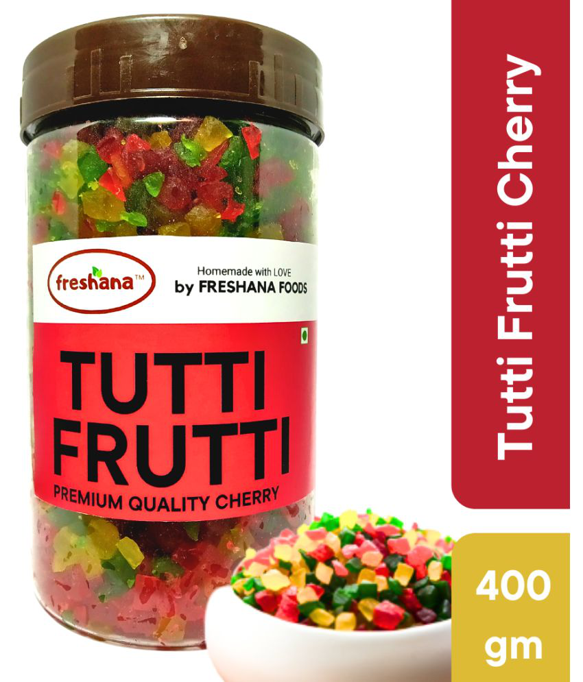     			Freshana Tutti Frutti Papaya Cherry, Multicolour, 400g Topping, icing for Cakes, Breads Jelly Beans Tricolour Cherry for Topping, icing of cakes, breads, cookies, Ice cream, custard, chocolates, muffins
