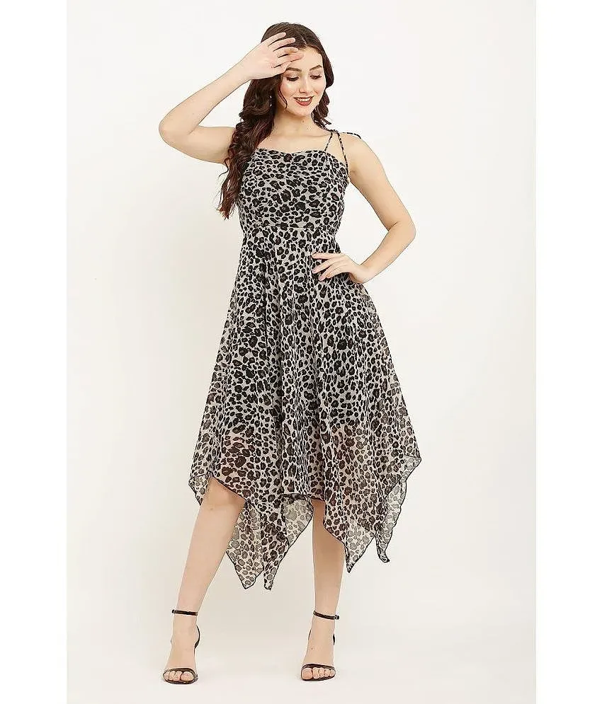 Ketch Polyester Printed Midi Women s Shift Dress Black Pack of