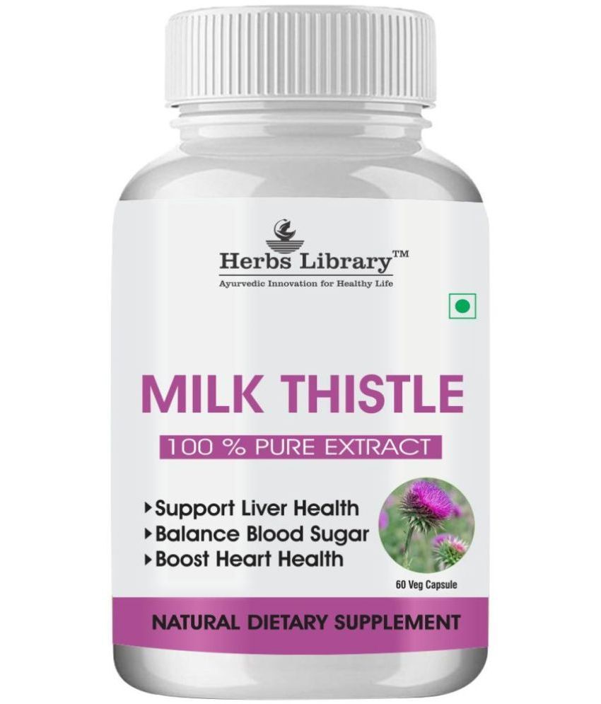     			Herbs Library Milk Thistle Extract for Liver Detox & Good Liver Health 60 Capsules (Pack of 1)