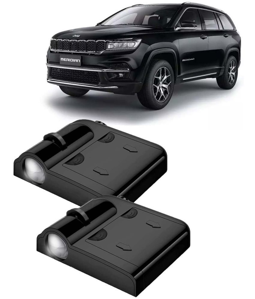     			Kingsway Car Logo Shadow Light for Jeep Meridian, 2022 Onwards Model, Car Door Welcome Light, 3D Car Logo Wireless LED Projector with Magnet Sensor Auto On/Off, 2Pcs Car Ghost Light