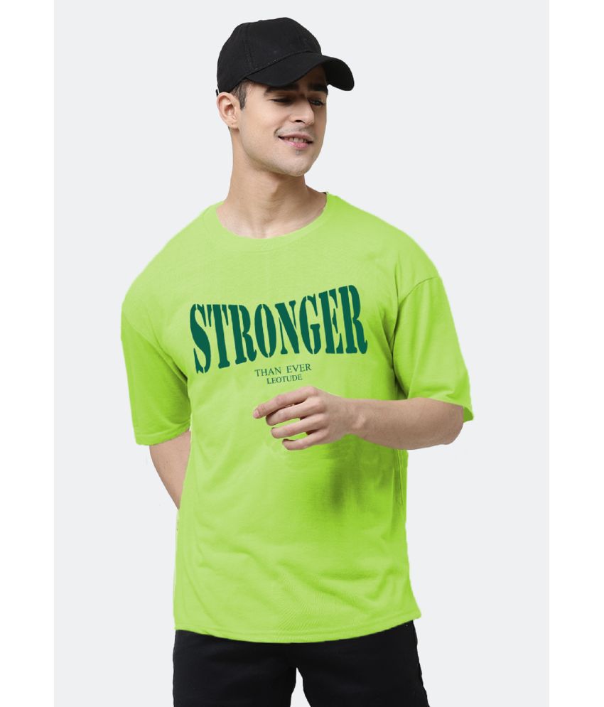     			Leotude - Green Cotton Blend Oversized Fit Men's T-Shirt ( Pack of 1 )