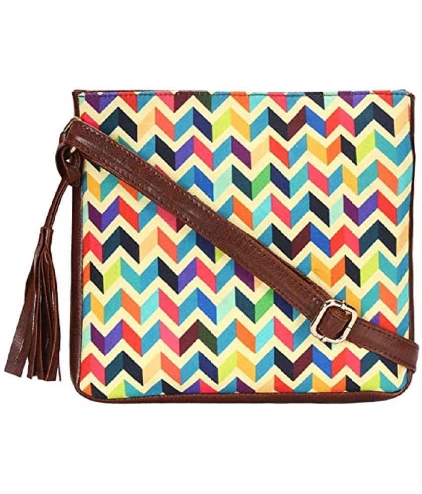     			SAKWOODS - Multicolor Canvas Sling Bag