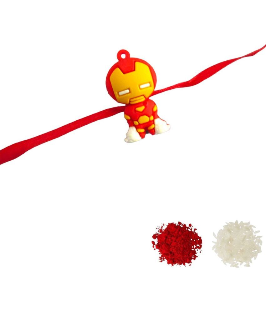     			THRIFTKART Kid's Rakhi Orange Iron Man Super Action Hero Rakhi Pack of 1