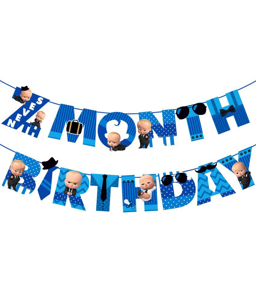     			Zyozi 7th month birthday decorations for boy /7th month baby photoshoot items /7th month baby boy photoshoot props /7th months banner/7th month birthday decoration set /7 Month Birthday Banner