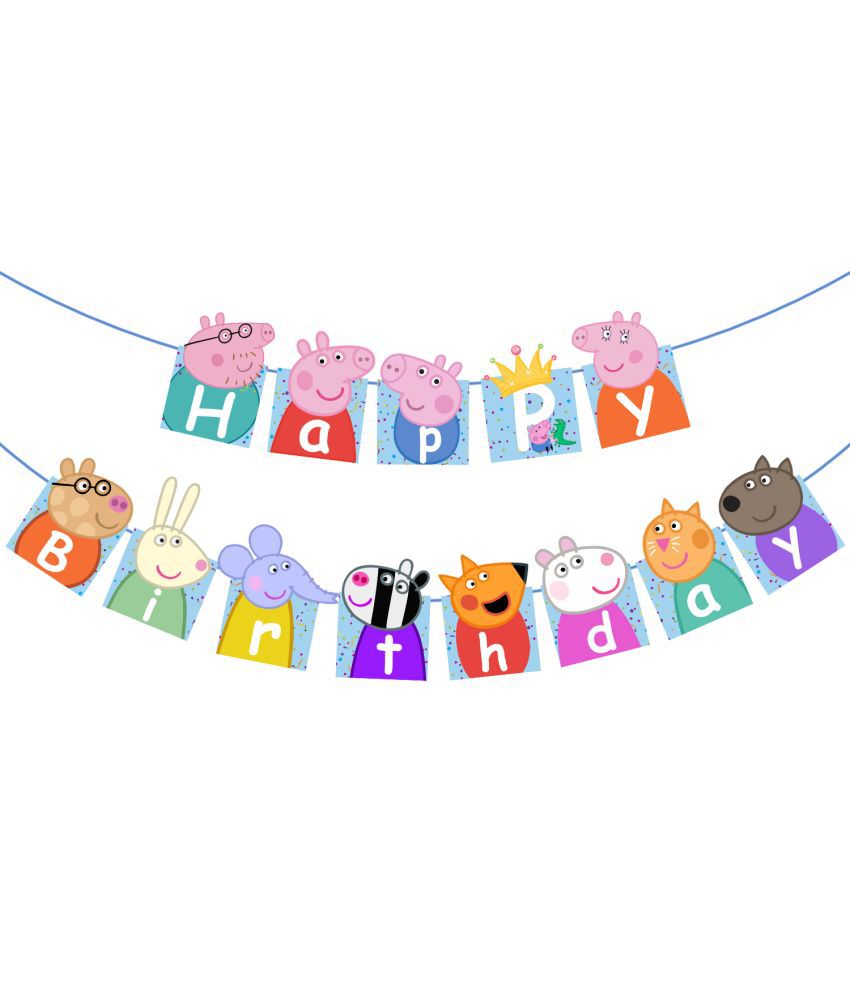     			Zyozi Cartoon theme Happy Birthday Banner | Bunting Hanging for Boys or Girl Party Decoration | Kids Cartoon Themed Party Supplies … Banner (Banner 1)