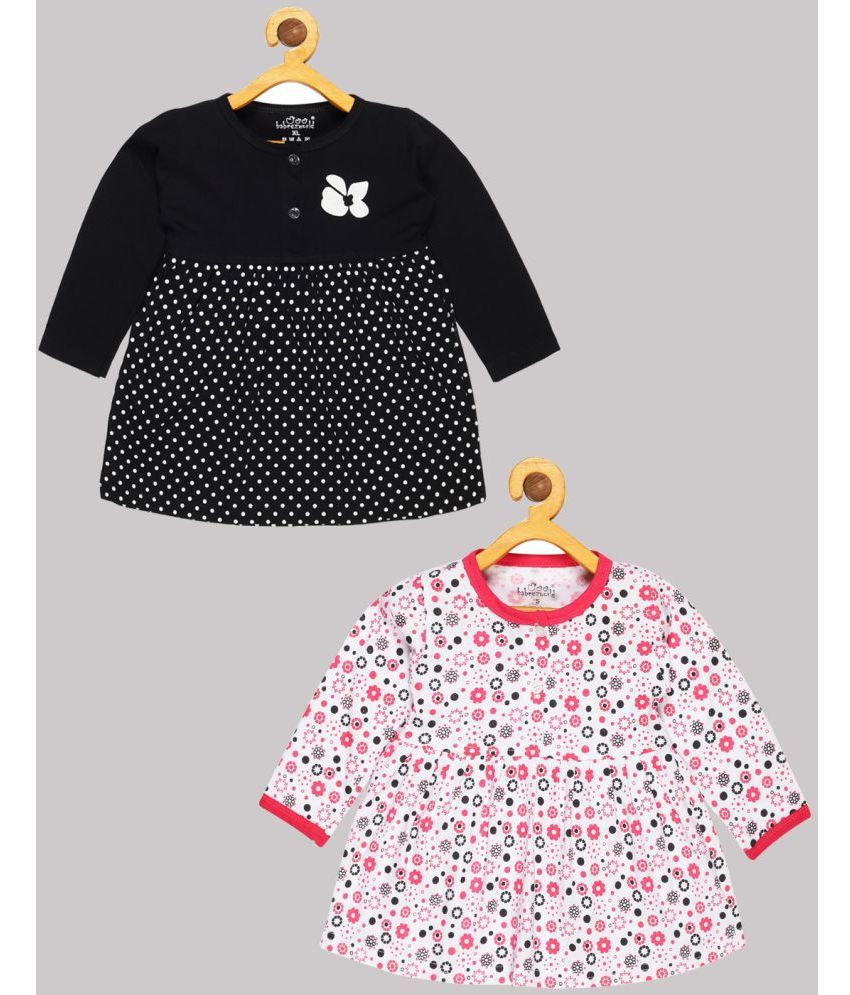     			Babeezworld - Black & Pink Cotton Baby Girl Frock ( Pack of 2 )