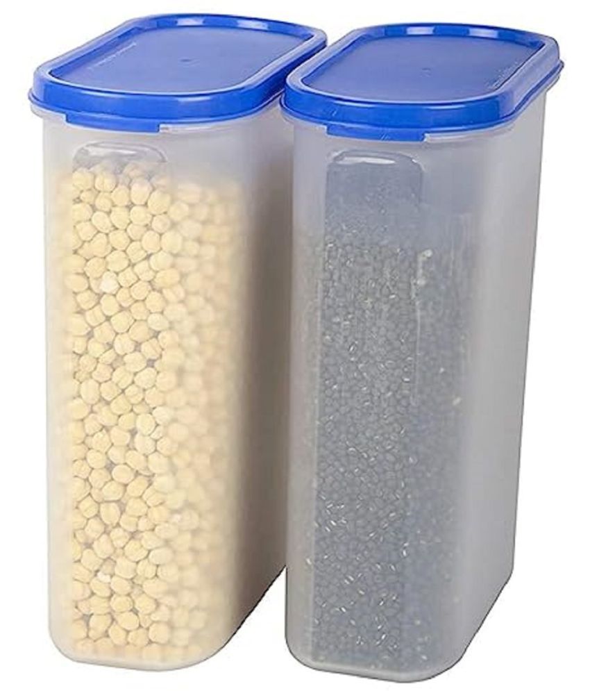     			HOMETALES - Grocery/Dal/Pasta Polyproplene Navy Blue Dal Container ( Set of 2 )