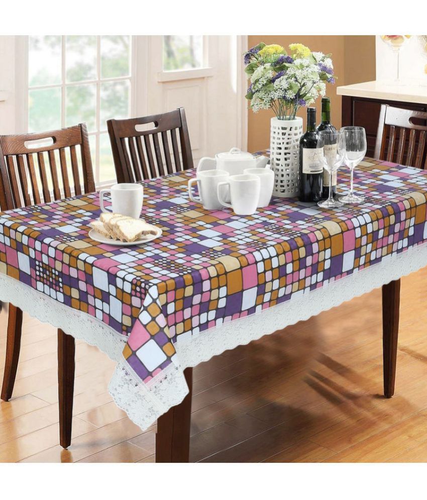     			HOMETALES Printed PVC 6 Seater Rectangle Table Cover ( 228 x 152 ) cm Pack of 1 Purple
