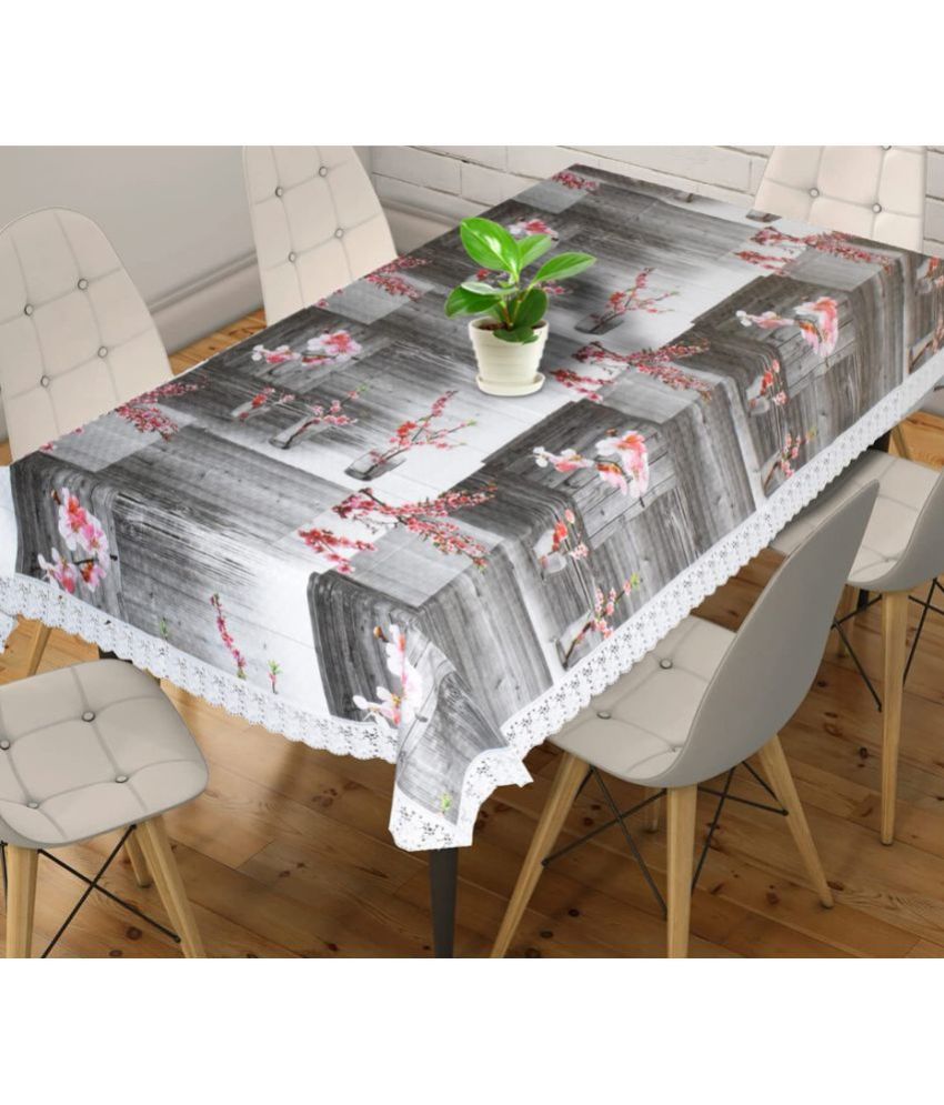     			HOMETALES Printed PVC 6 Seater Rectangle Table Cover ( 228 x 152 ) cm Pack of 1 Gray