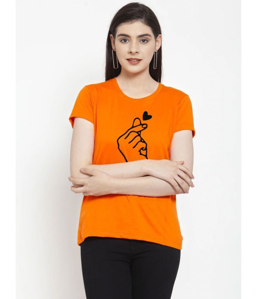     			Heathex - Orange Cotton Blend Regular Fit Women's T-Shirt ( Pack of 1 )